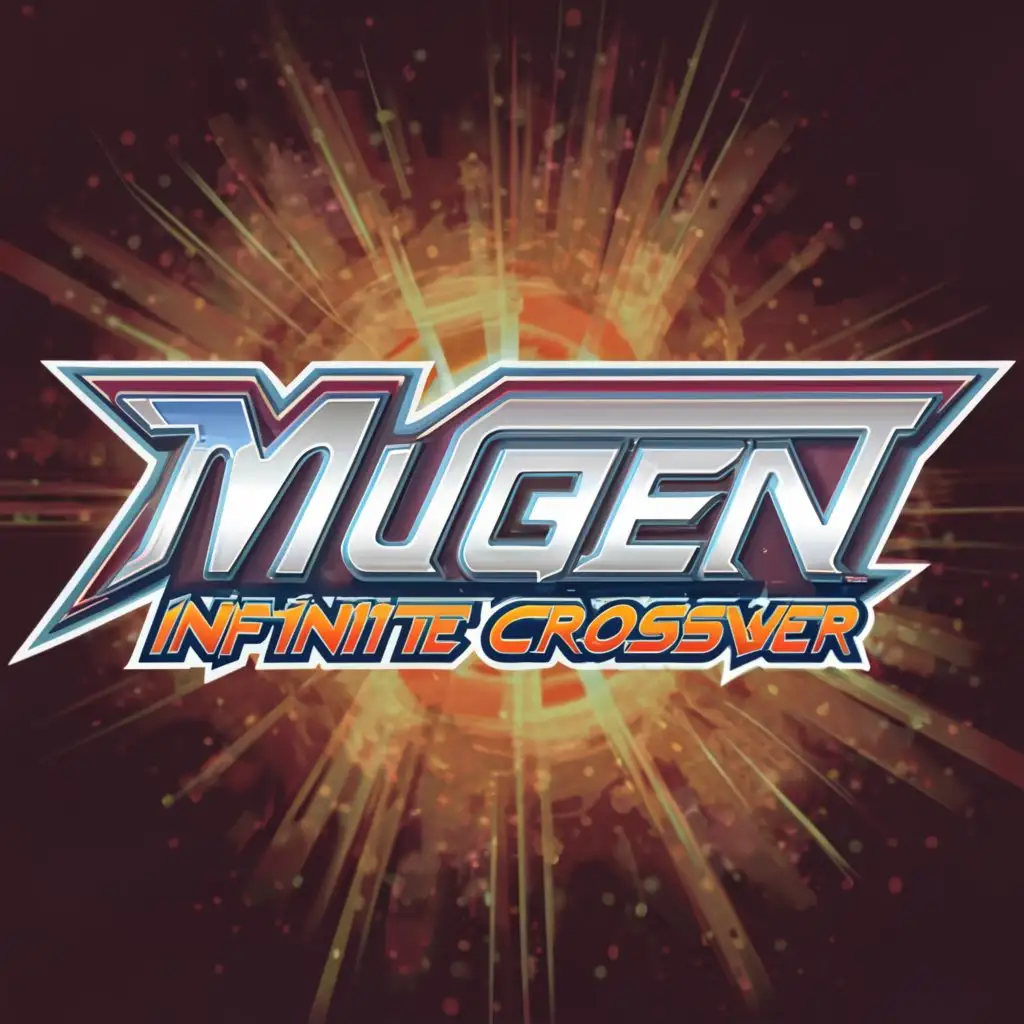 a logo design,with the text "MUGEN Infinite Crossover", main symbol:A Videogame logo with "MUGEN" as title and "INFINITE CROSSOVER" as slogan, white background.,Moderate,clear background
