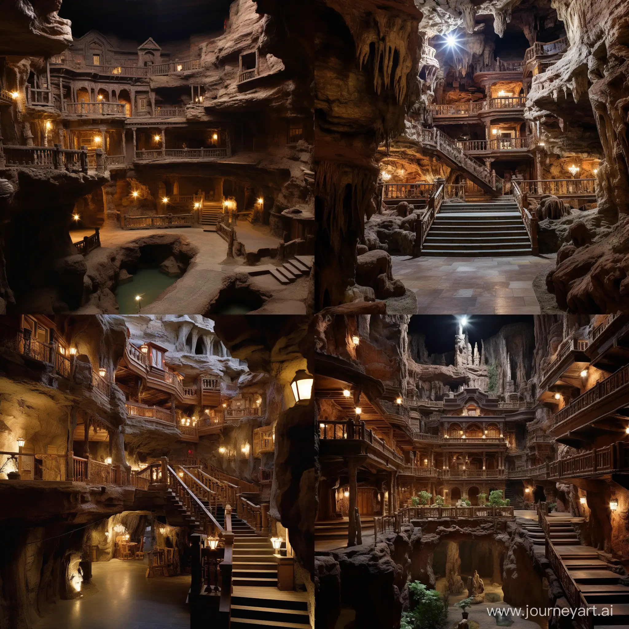 VictorianStyle-Underground-Mansions-in-a-Spacious-Cave