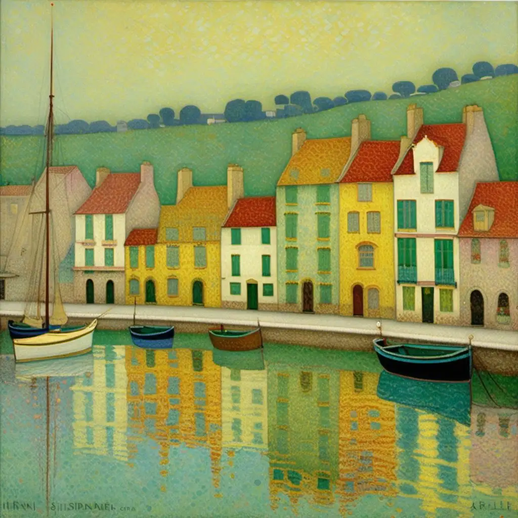 Scenic British Harbor Town A Serene Henri Le Sidaner Inspired Painting