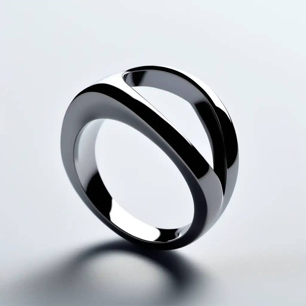 Sleek and Muscular Minimalist Art Deco Ring in the Style of Zaha Hadid