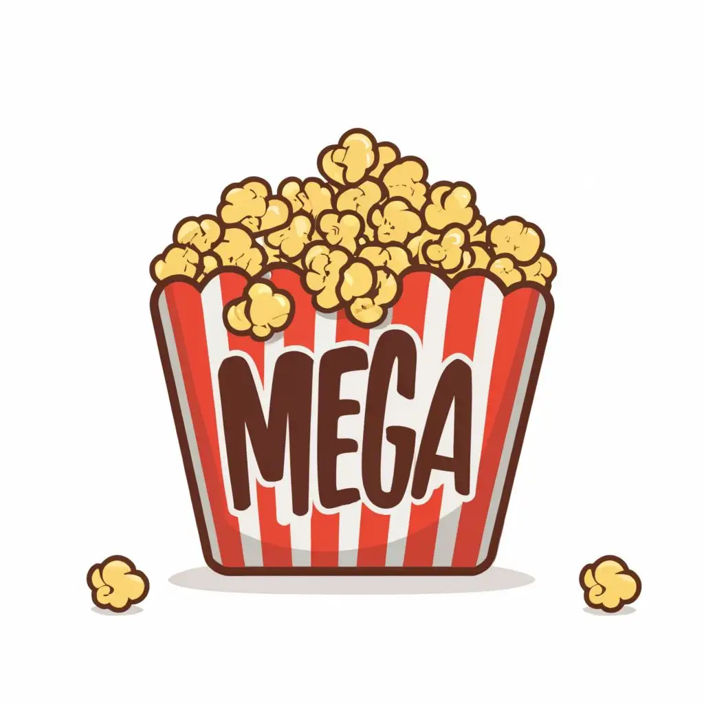 logo, popcorn, with the text "MEGA", typography, be used in Internet industry