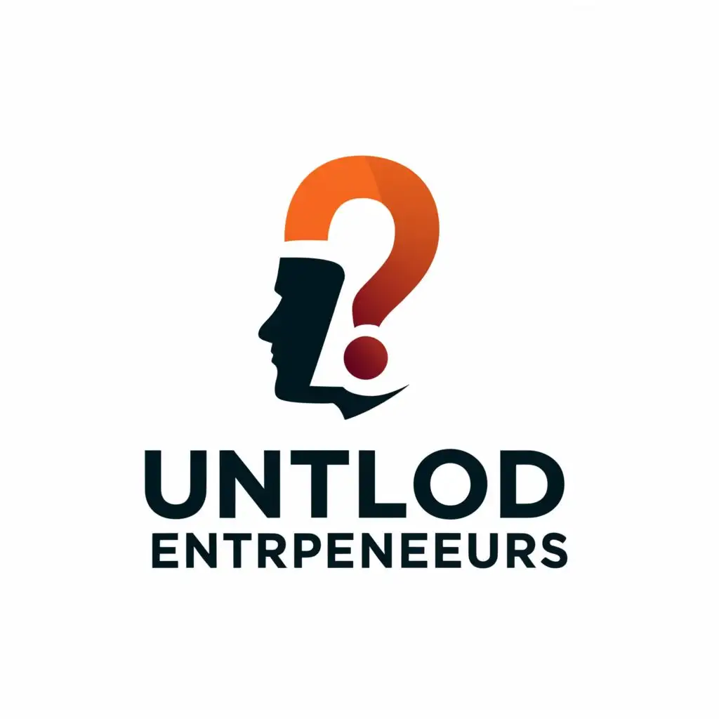 a logo design,with the text "Untold Entrepreneurs", main symbol:a head of a man with a question mark,Moderate,clear background
