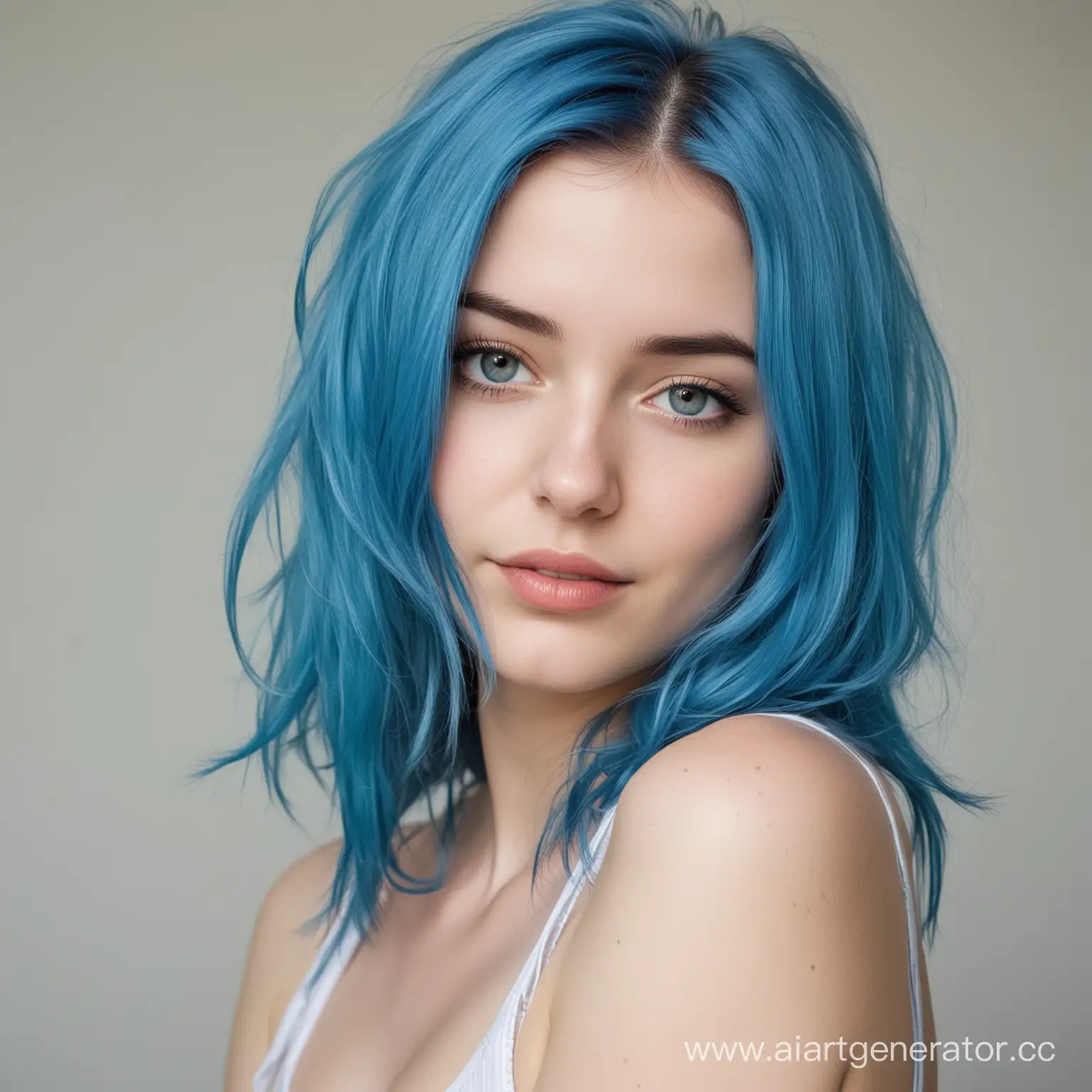 Young girl, blue hair