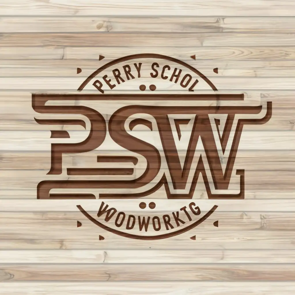 LOGO-Design-For-Perry-School-of-Woodworking-Elegant-PSW-Emblem-on-Clear-Background