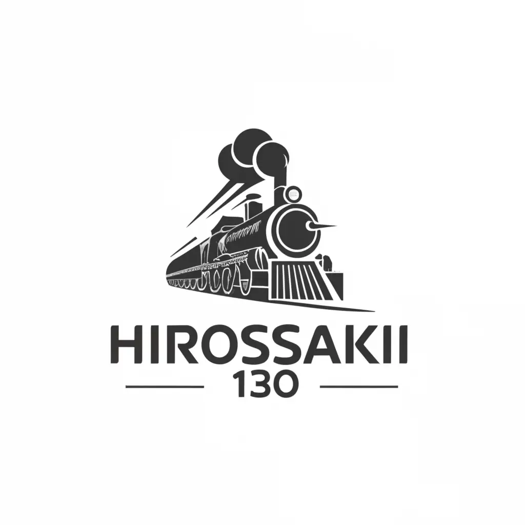 a logo design,with the text "HIROSAKI 130", main symbol:Steam locomotive,Minimalistic,be used in Construction industry,clear background