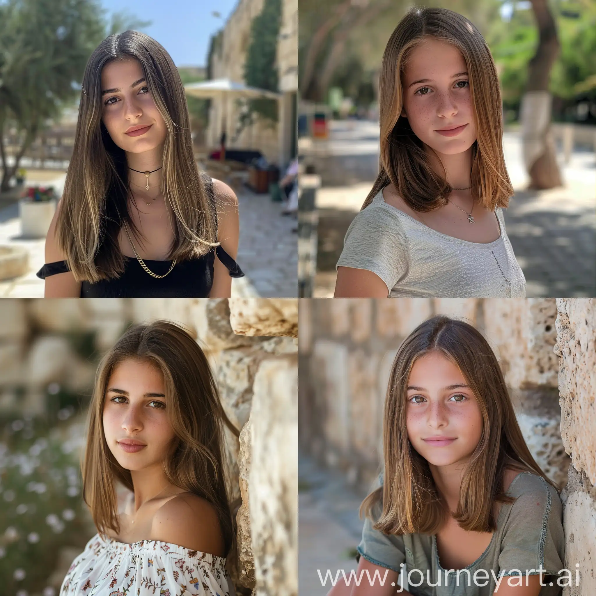 Full length photo of a Israel girl with straight hair