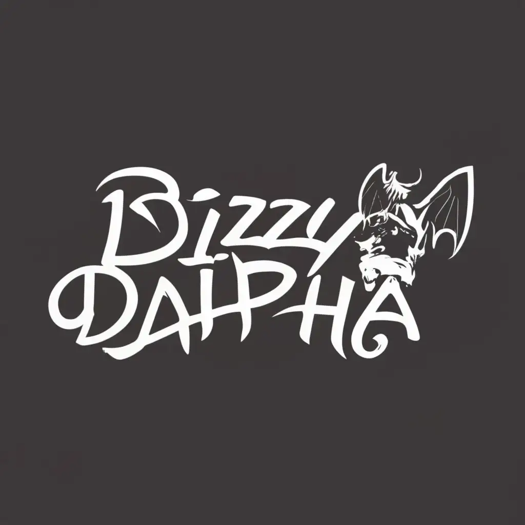 logo, EVIL BUSINESS MUSIC DEMON
 BIZZY DA ALPHA, with the text "BIZZY DA ALPHA", typography