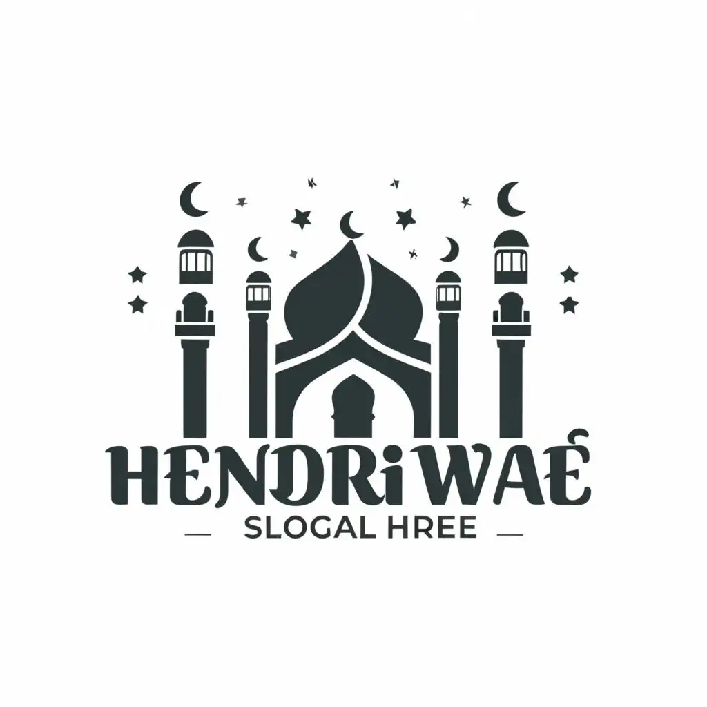 logo, Masjid, with the text "Hendri wae", typography, be used in Religious industry