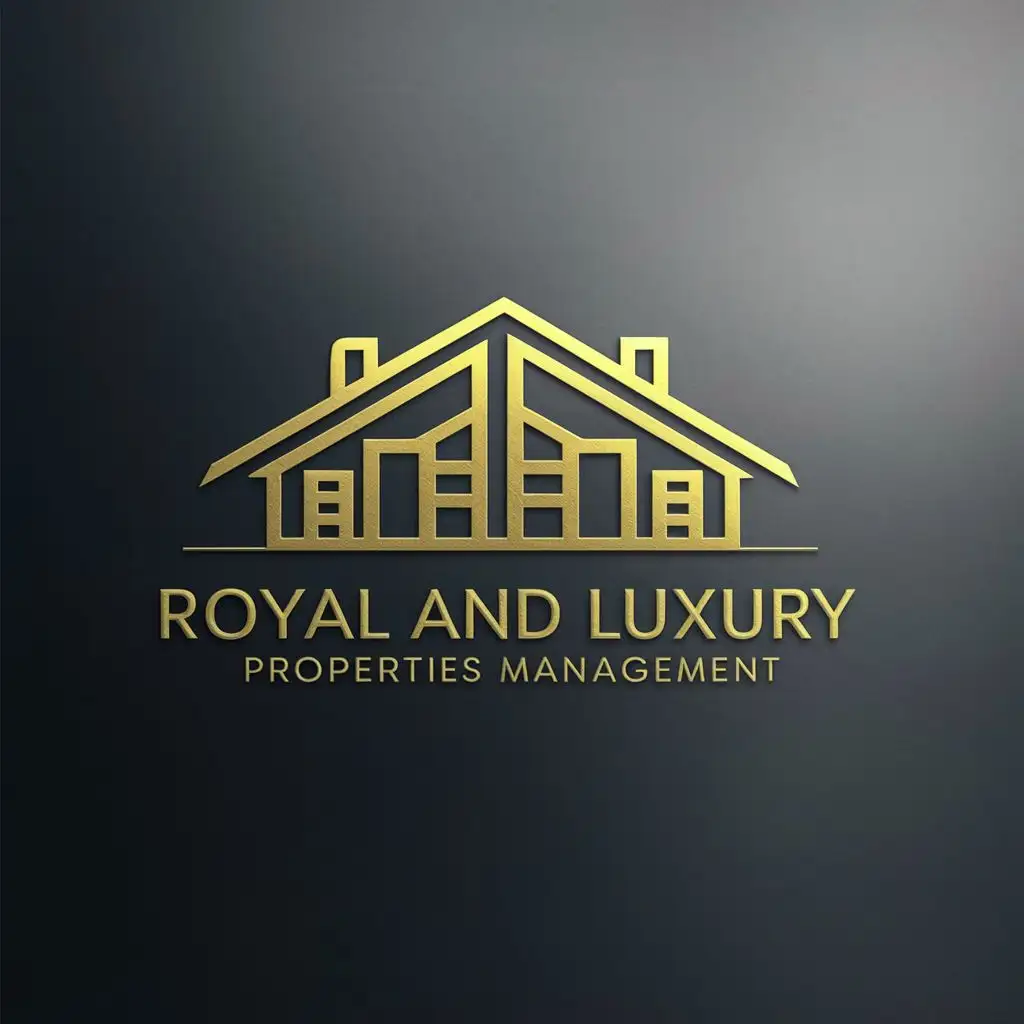 logo, real estate with golden alphabets, with the text "Royal and Luxury properties Management", typography, be used in Real Estate industry