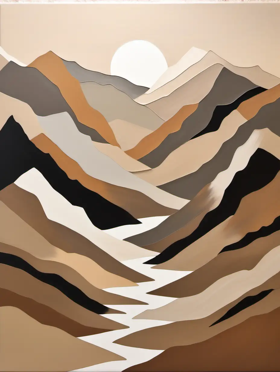 Minimalist Abstract Mountain Landscape Painting in Earthy Tones