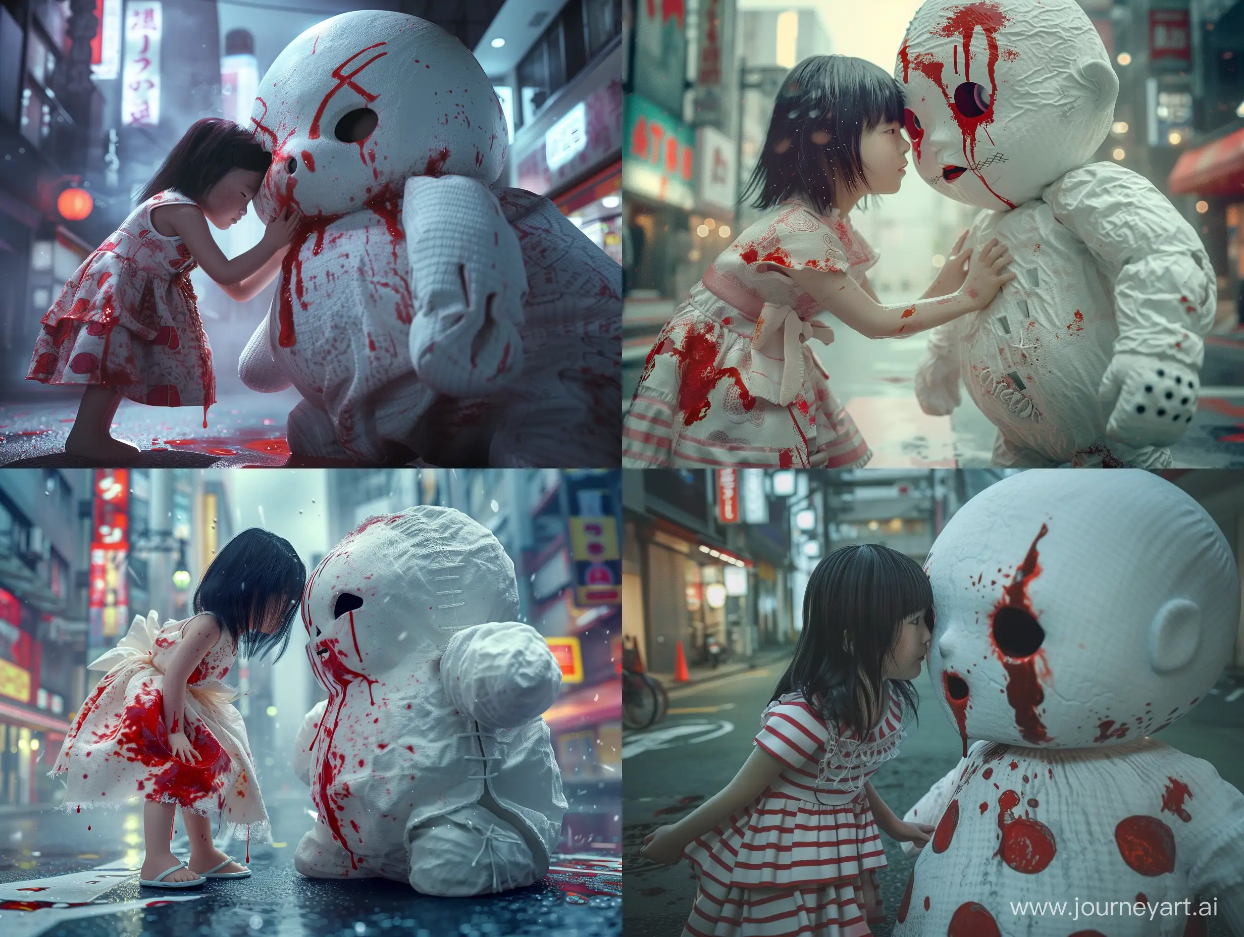 Japanese-Girl-Confronts-Giant-BloodStained-Doll-in-Tokyo