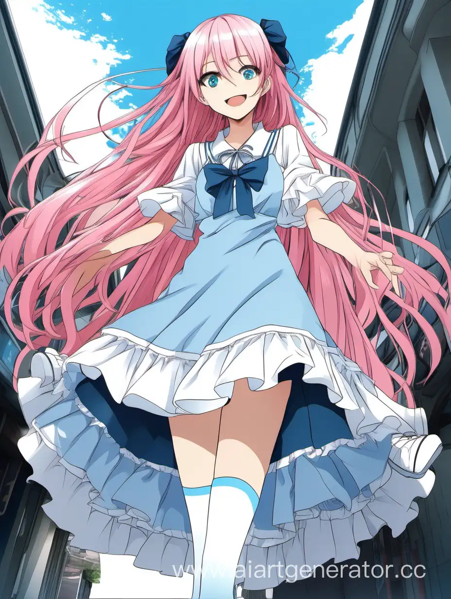 Cheerful-19YearOld-Anime-Girl-in-Stylish-SkyBlue-Dress