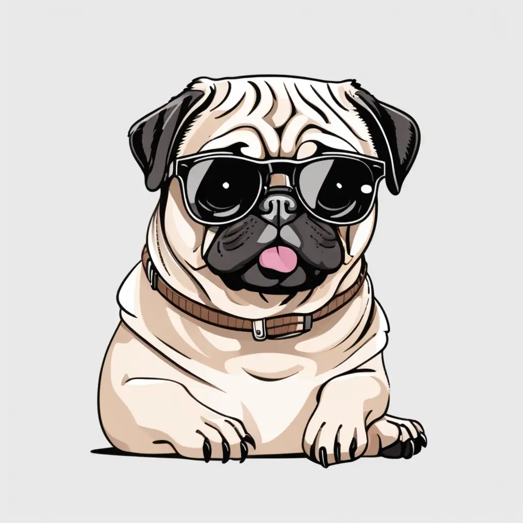 Cool Pug Wearing Stylish Sunglasses on Transparent Background
