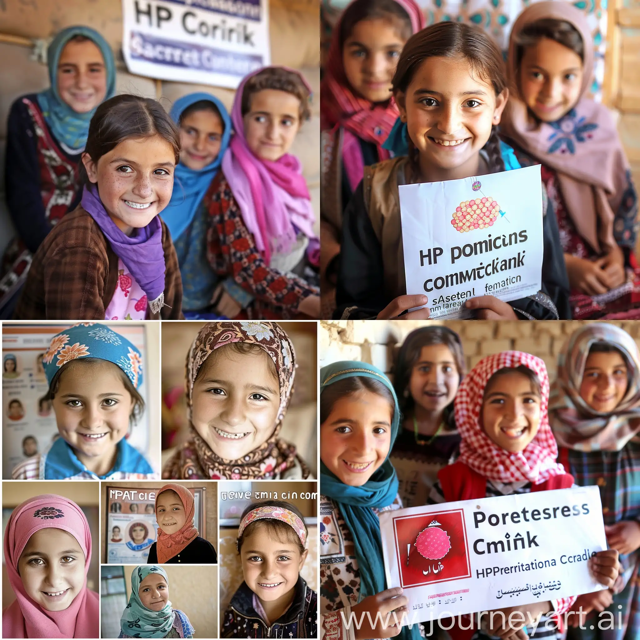 Мне нужен информативный постер с фотографиями таджикских десятилетних девочек и со следующим текстом на постере: Прививка против ВПЧ : защищает от рака шейки матки и является безопасной и эффективной.