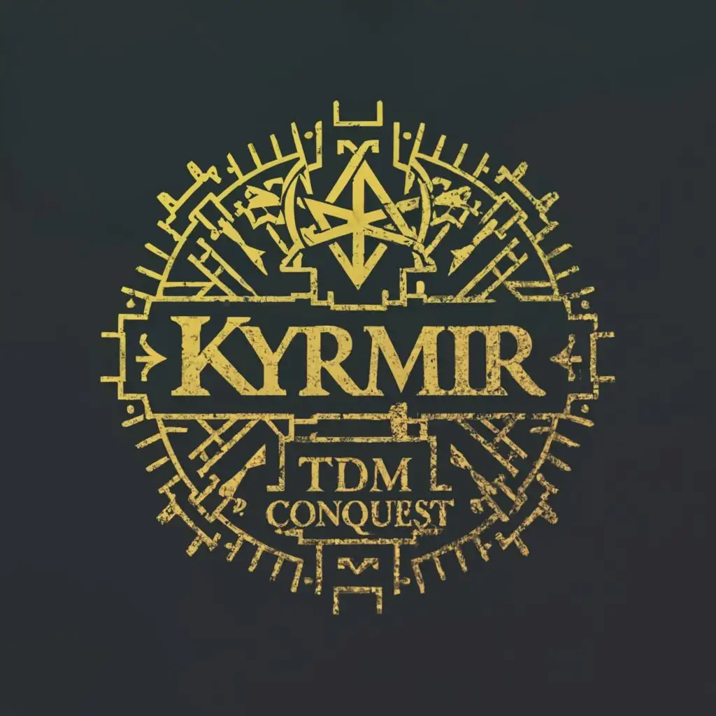 LOGO-Design-For-Kyrmir-TDM-Conquest-Futuristic-Circle-Emblem-with-Bold-Typography-for-the-Technology-Industry