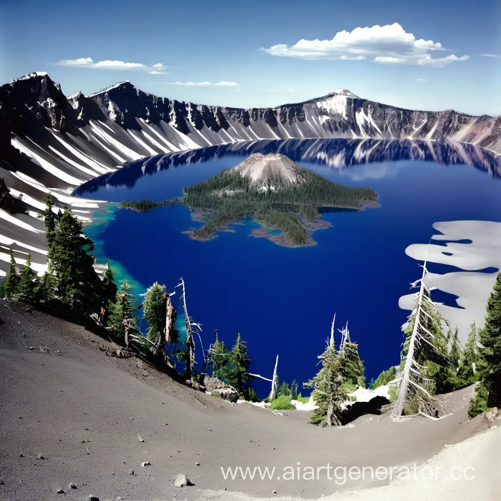 Desolate-Crater-Lake-Landscape-in-Vivid-Color-Photograph