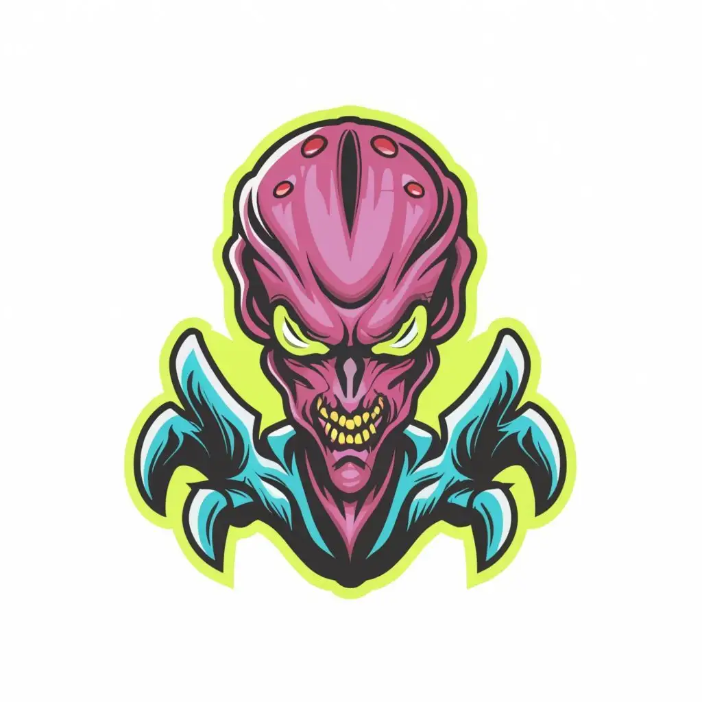 LOGO-Design-For-Comic-Cosmos-Vibrant-Neon-Alien-Character-with-Sharp-Contours-and-Detailed-Vector-Illustration