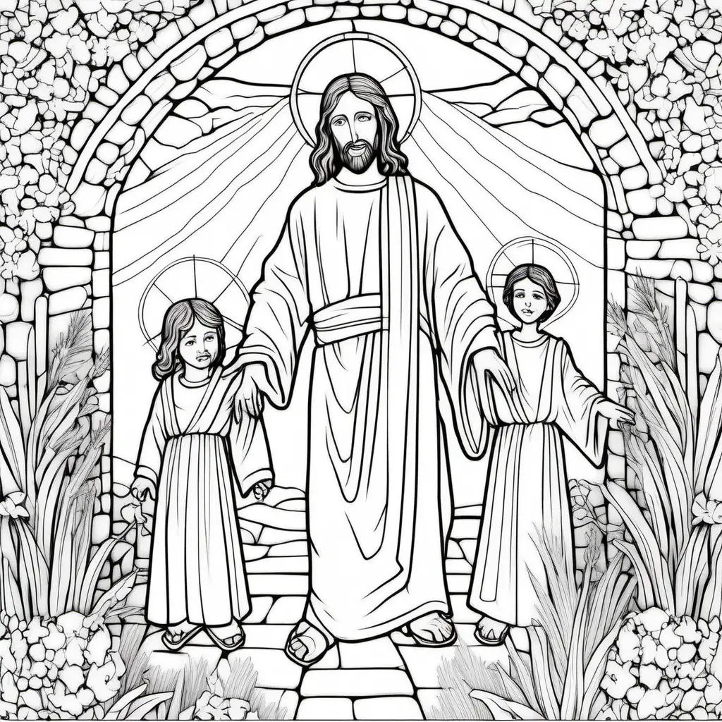 Religious Coloring Book Depiction of Jesus and Mary