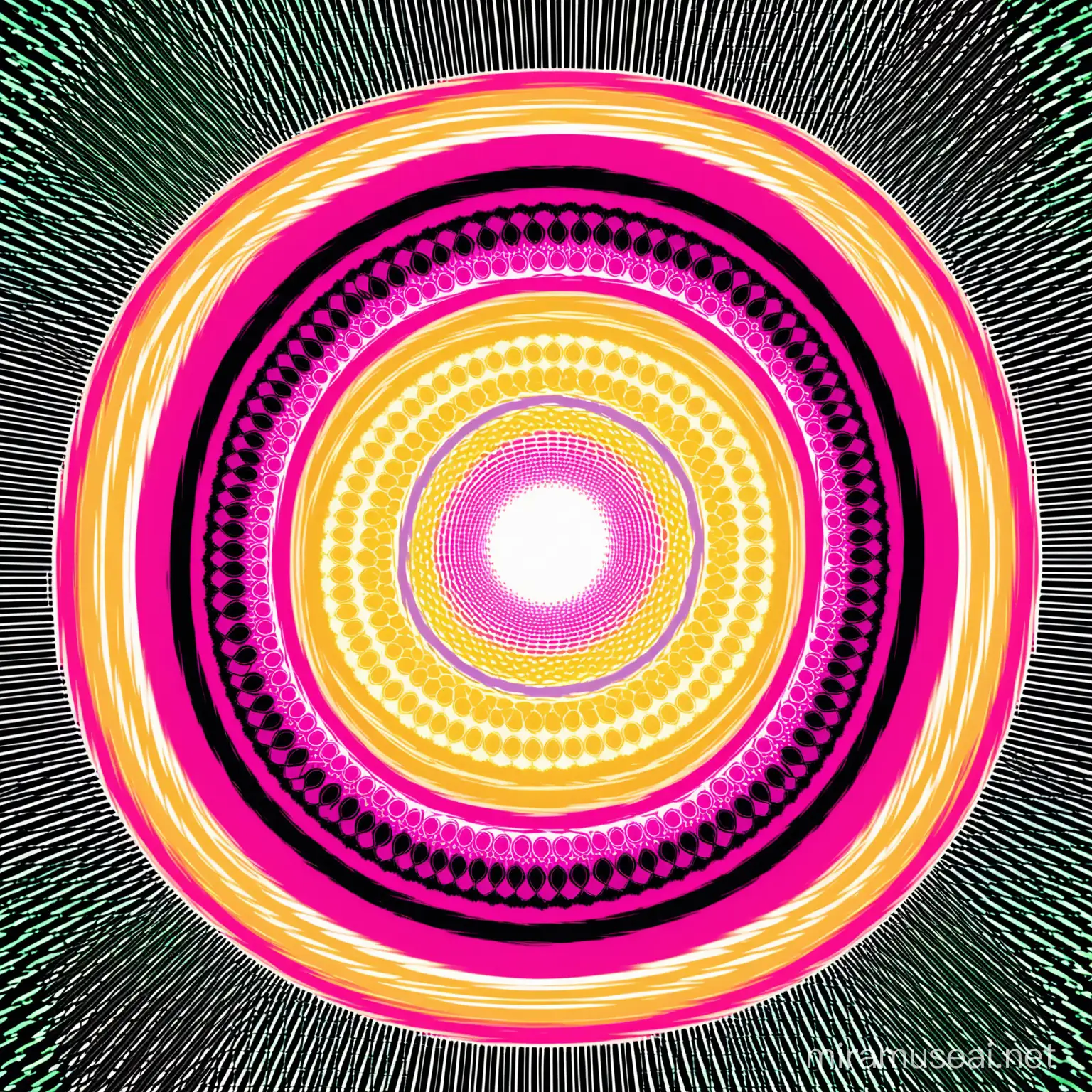 guava black and white clocks, psychedelic colors, golden ratio, foreground and background geometric patterns, psychic funk album art
