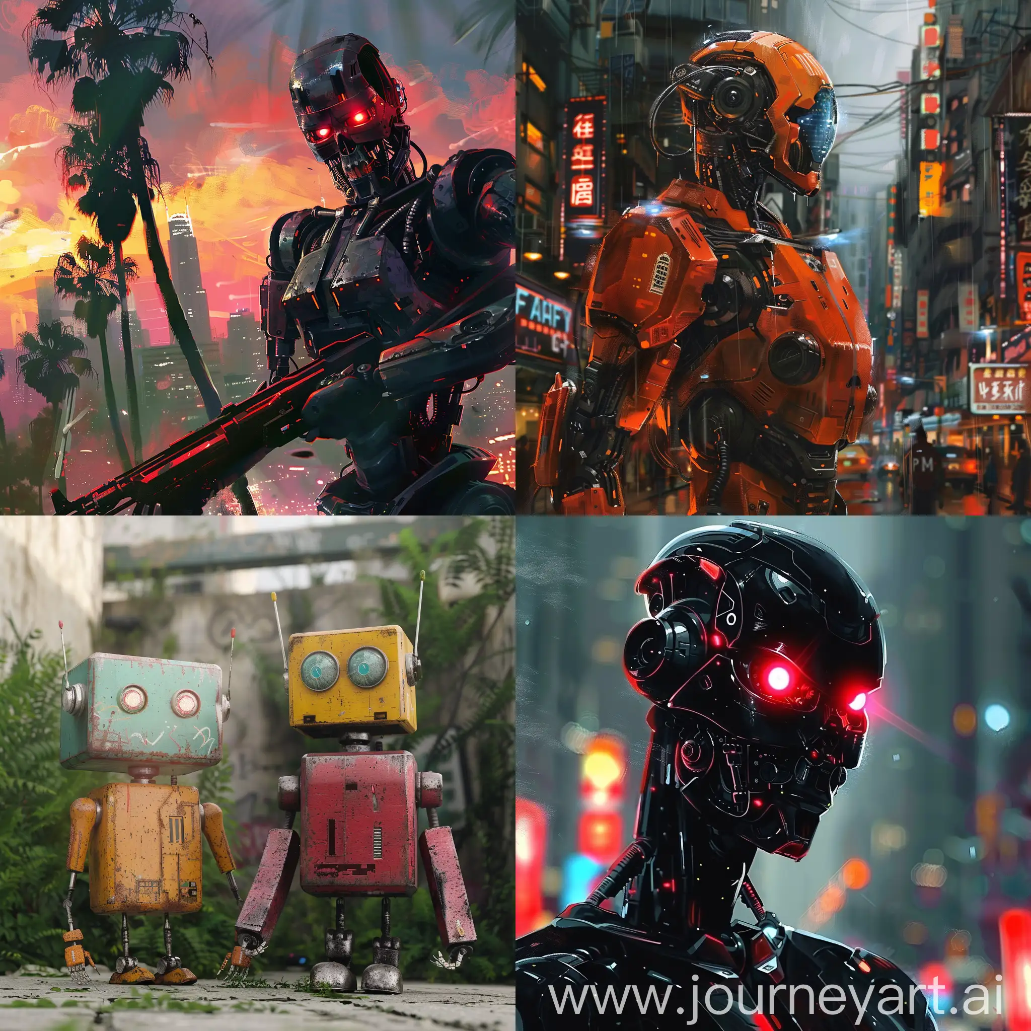  robots in GTA art style
