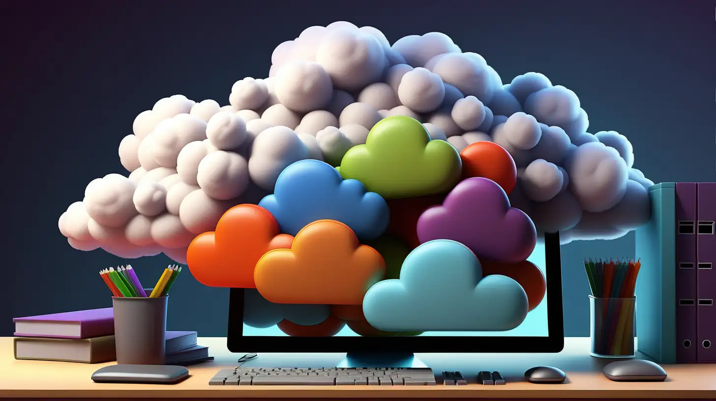 Vibrant PixarStyle Cloud Storage for Computer Documents