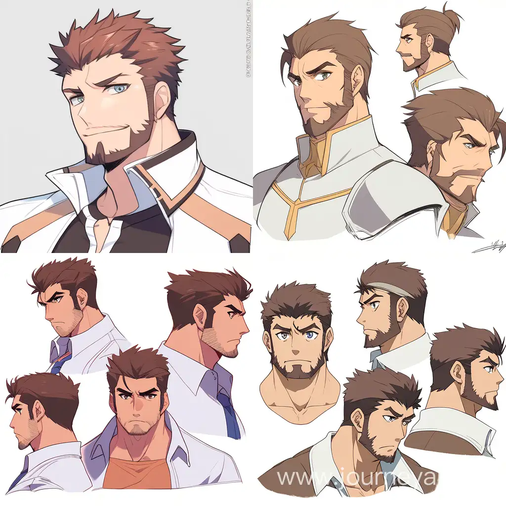 Versatile-Short-Bearded-Man-in-Anime-Poses