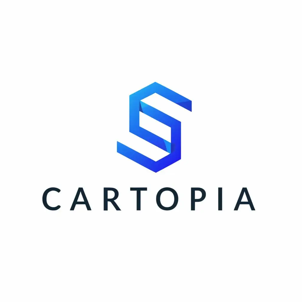 a logo design,with the text "Cartopia", main symbol: minimal text logo color is blue,Minimalistic,clear background