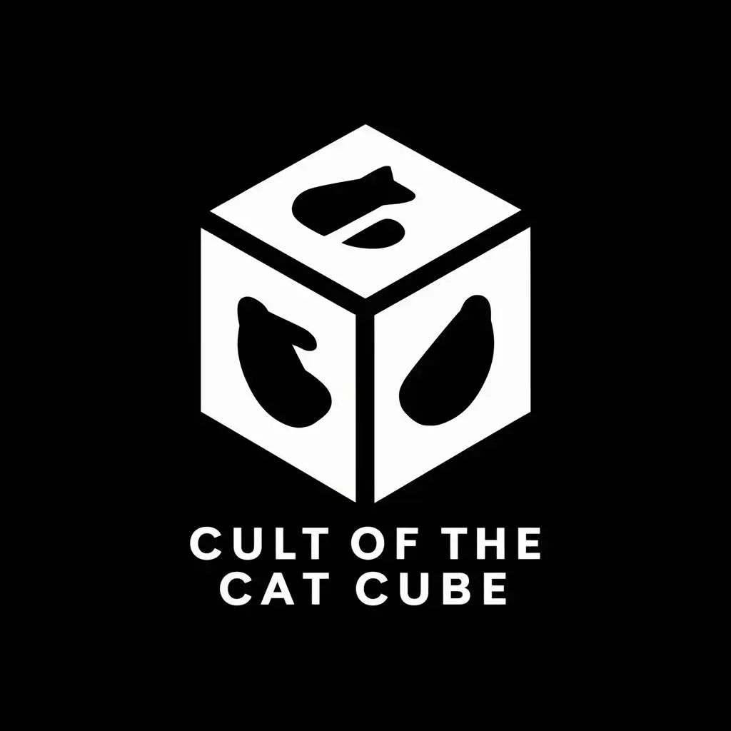 logo, Cat cube, with the text "Cult of the Cat cube", typography