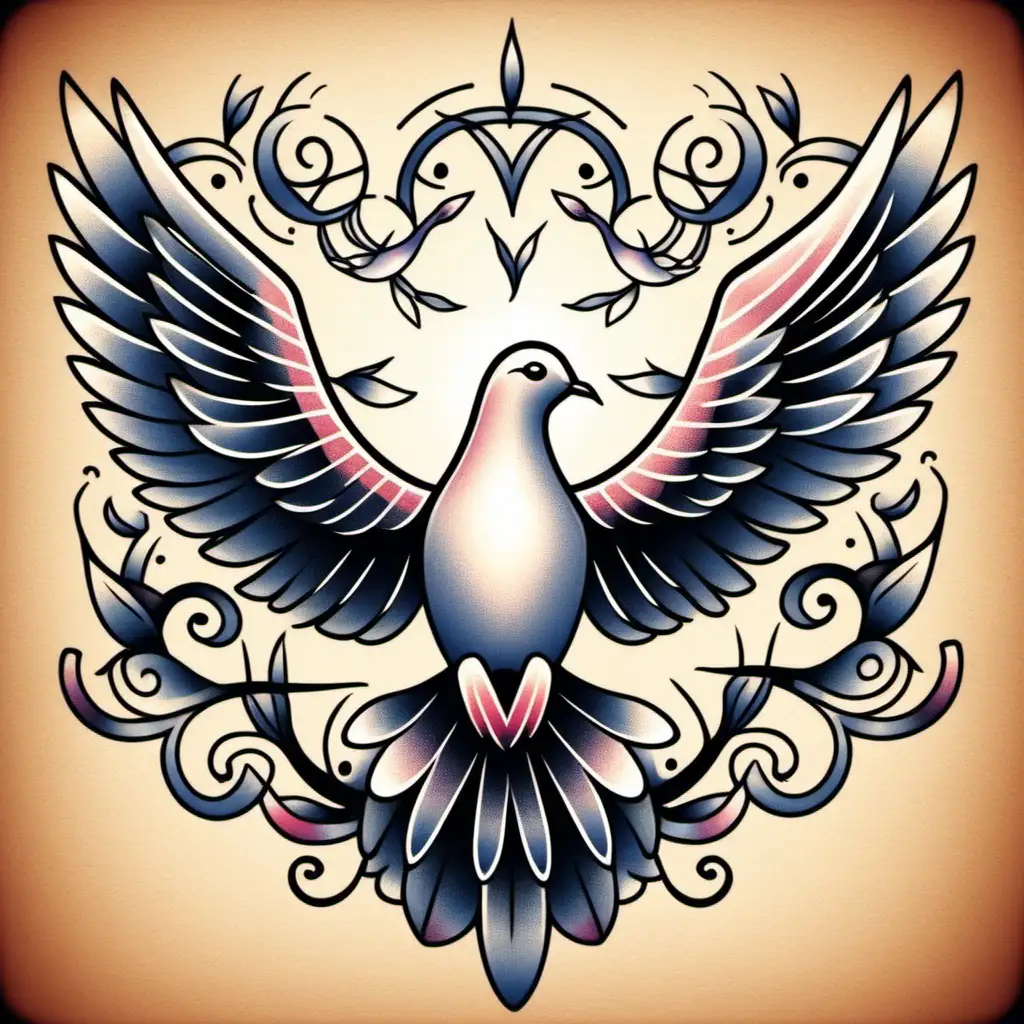 Serene Tattoo Design Featuring Doves
