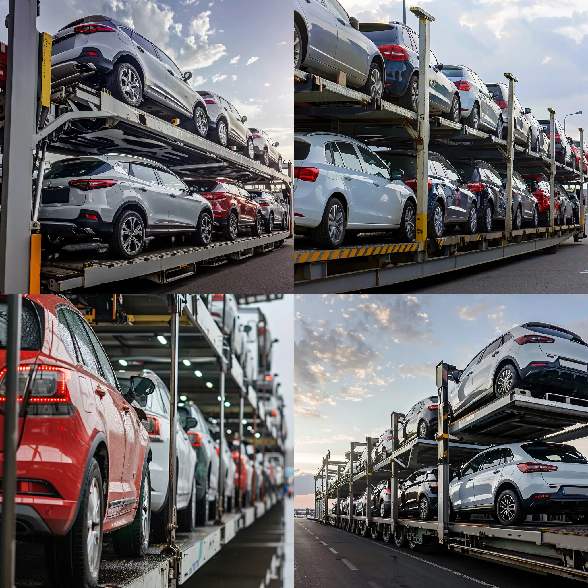 Car-Carrier-Loaded-with-Diverse-Automobiles