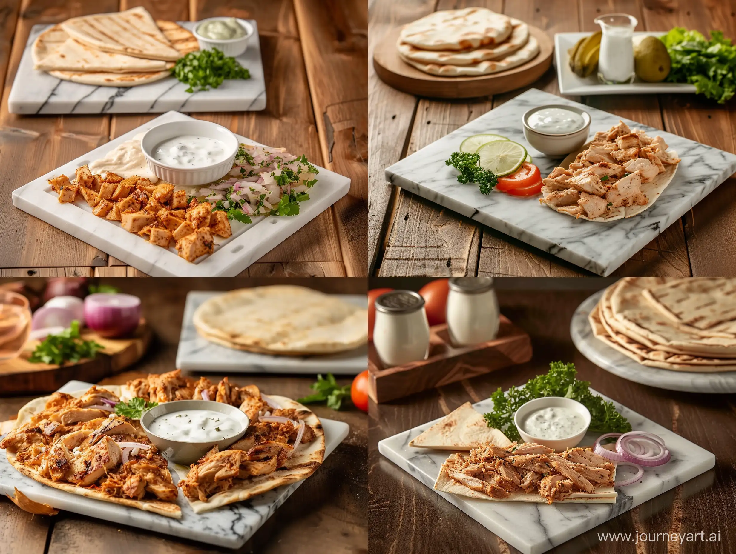 Savory-Chicken-Gyros-with-Fresh-Ingredients-on-Wooden-Table