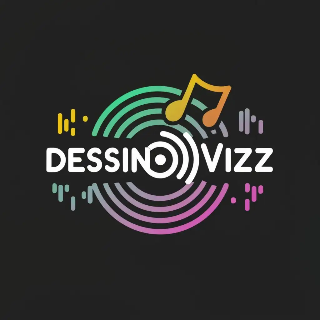 logo, music and sound record, with the text "DestinVizz", typography, be used in Entertainment industry