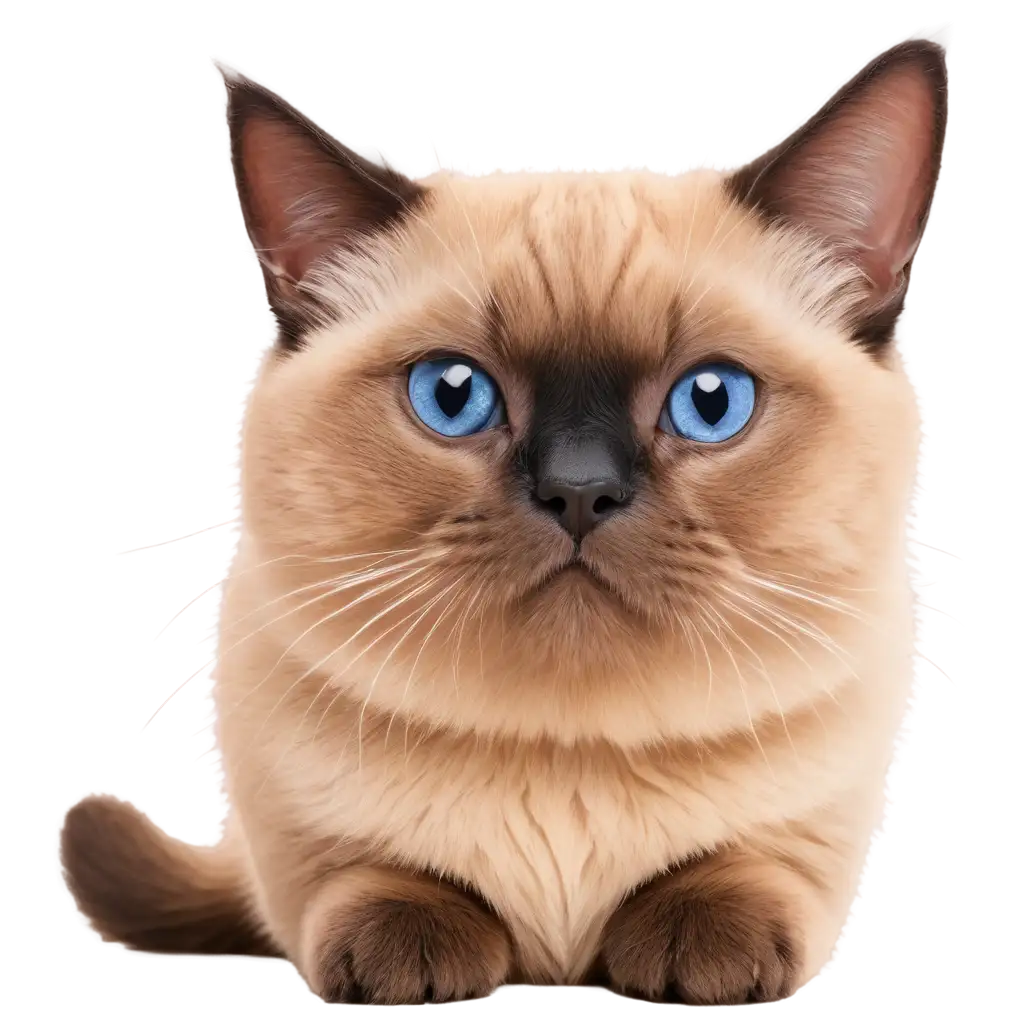 Adorable-SealTabby-Point-Siamese-Fat-Cat-Drawing-in-HighQuality-PNG-Format