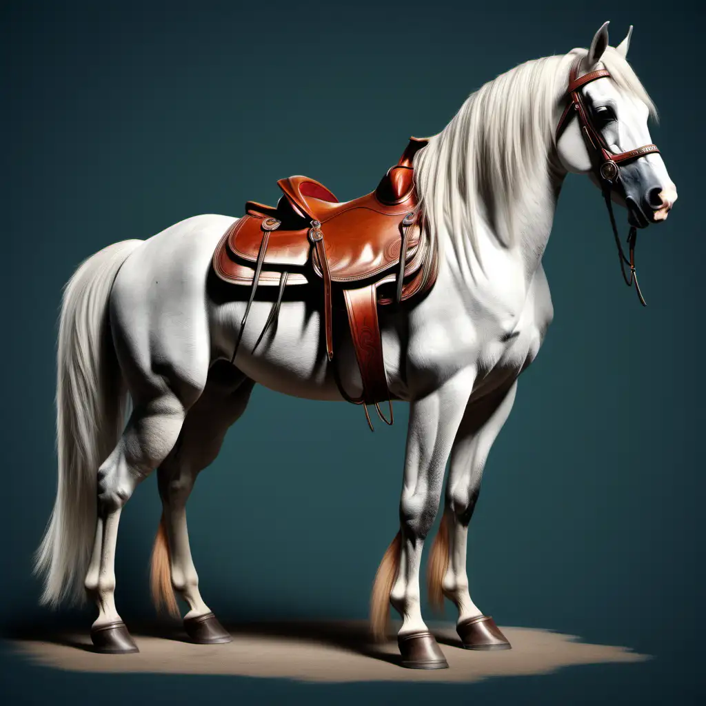 Colorful SemiRealistic Wild West Horse with Saddle