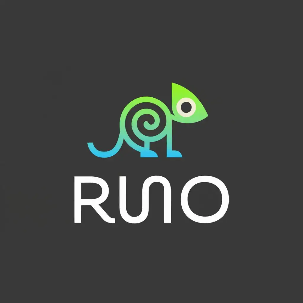 a logo design,with the text "Runo", main symbol:Chameleon,Moderate,clear background