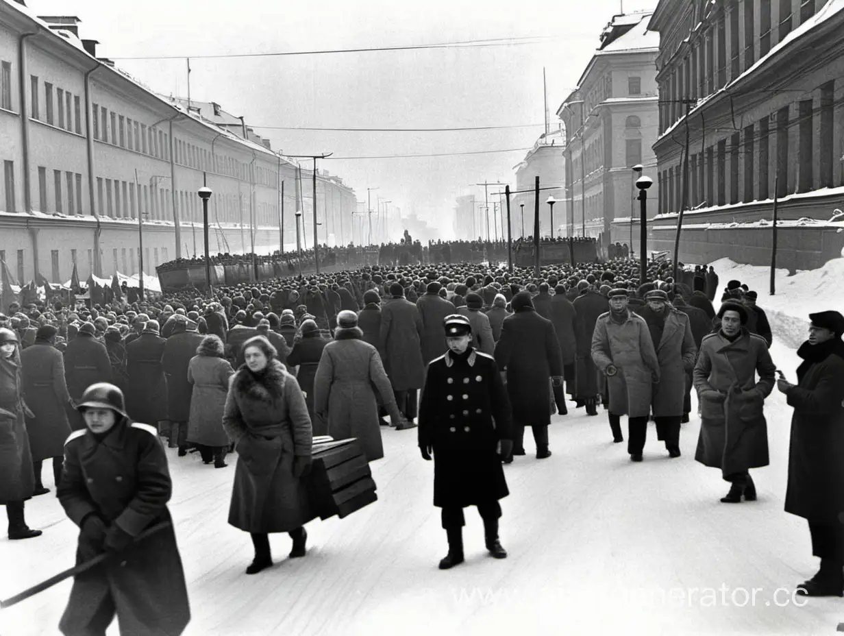 blockade of Leningrad with people