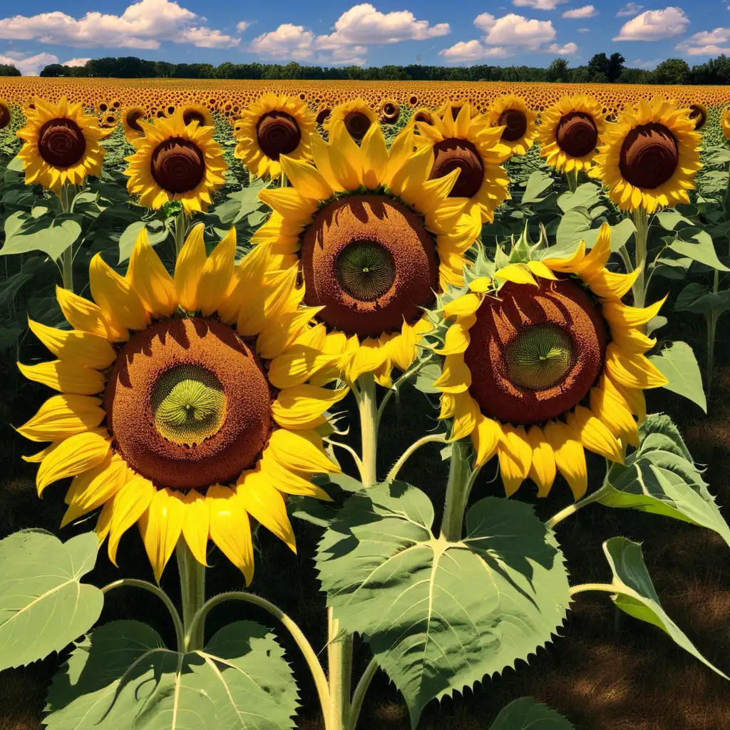 Vibrant Sunflowers Blooming in a Summer Garden