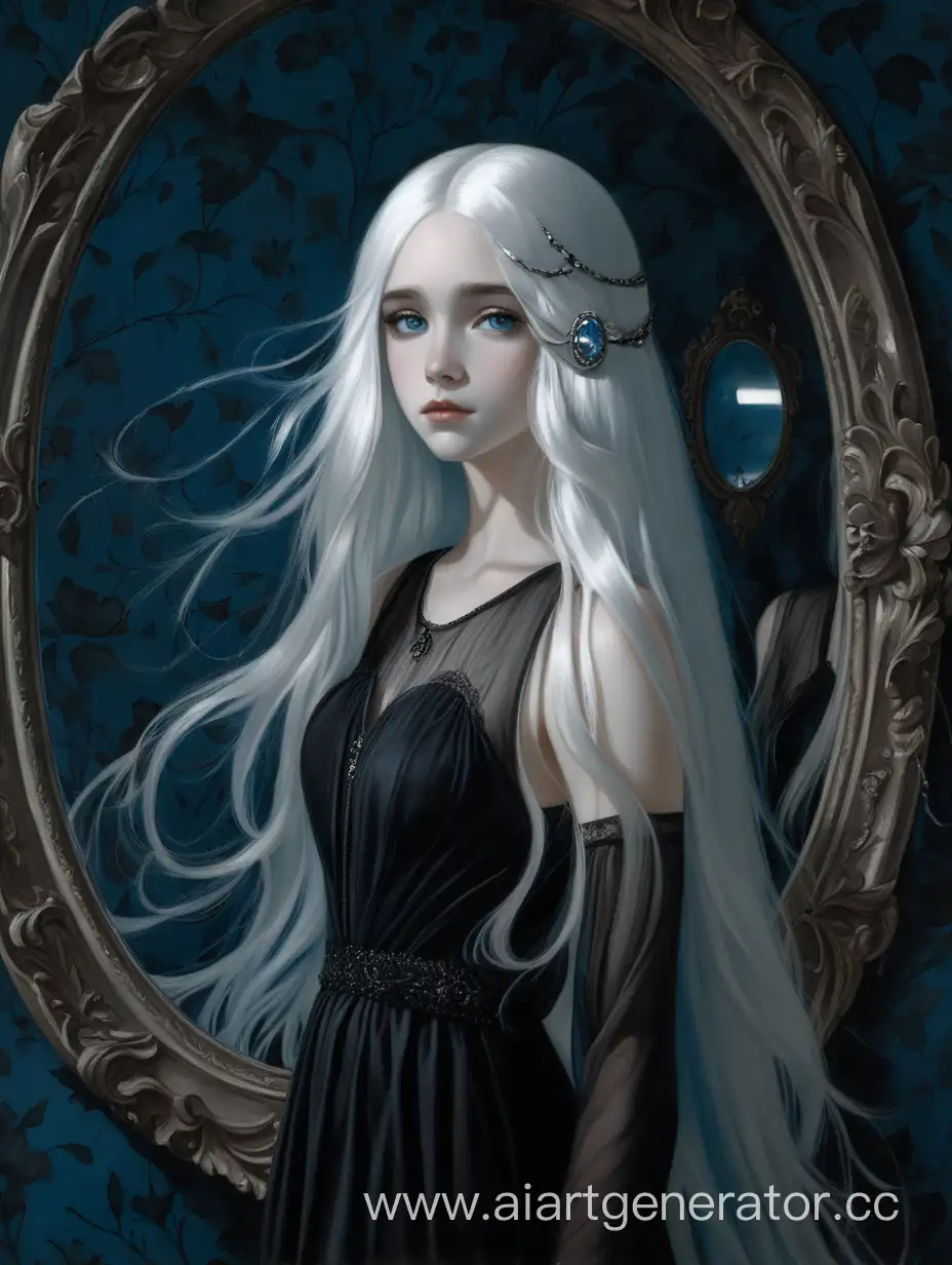 Mysterious-Girl-with-Long-White-Hair-and-Broken-Mirror