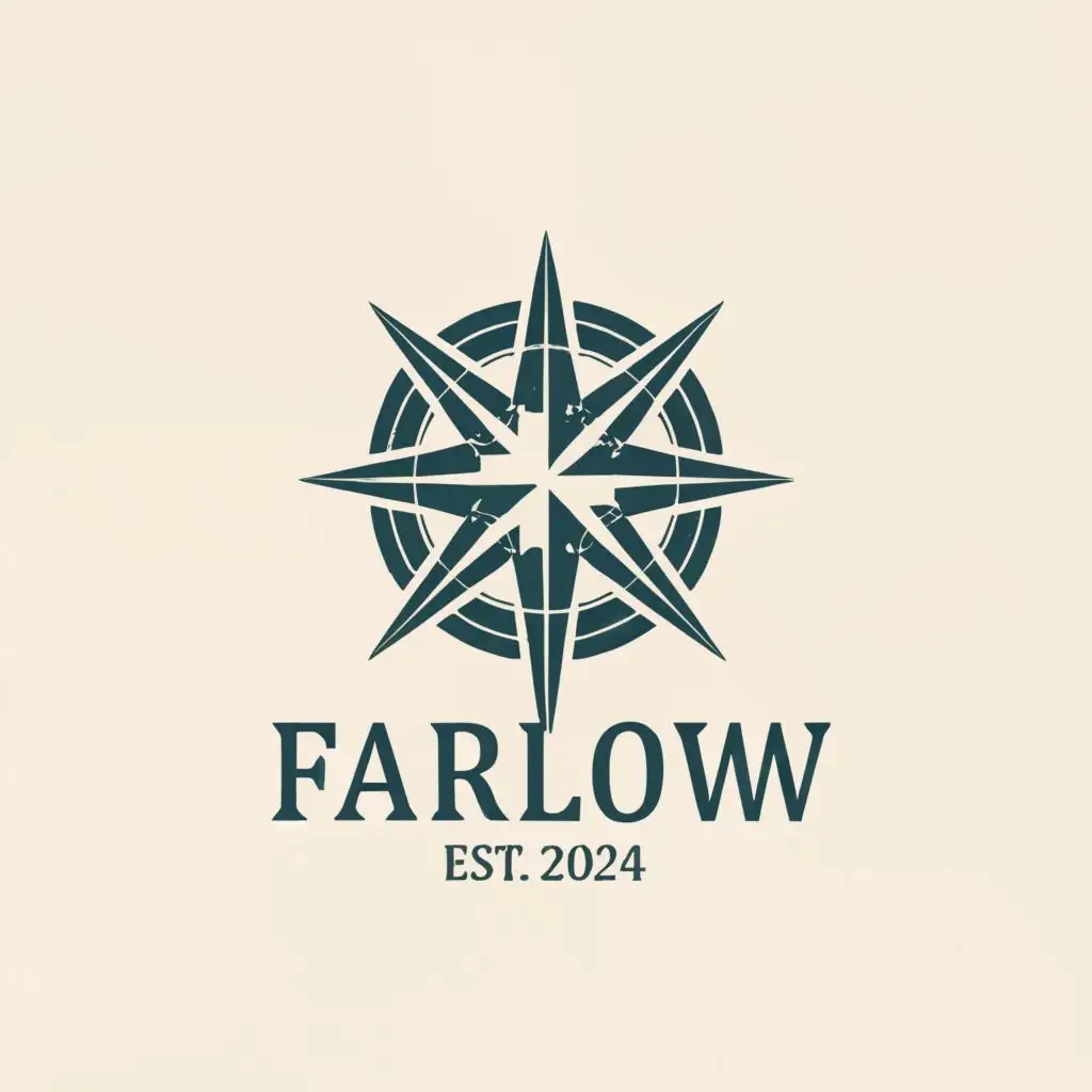 a logo design,with the text "Farlow", main symbol:Text reading "Farlow" in compass rose logo with Slogan "Est. 2024",Minimalistic,be used in Automotive industry,clear background