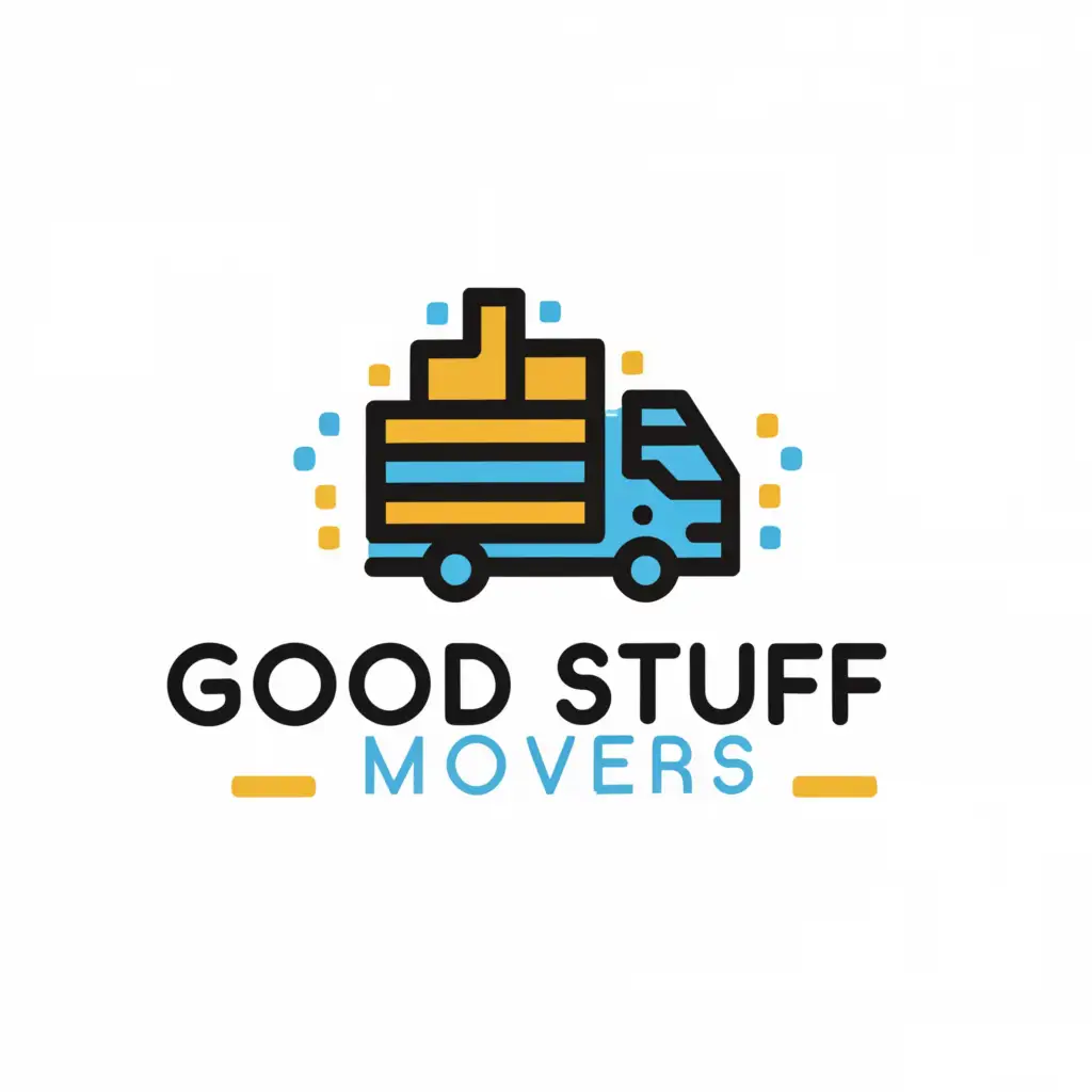 a logo design,with the text "Good Stuff Movers", main symbol:Moving truck,Moderate,clear background