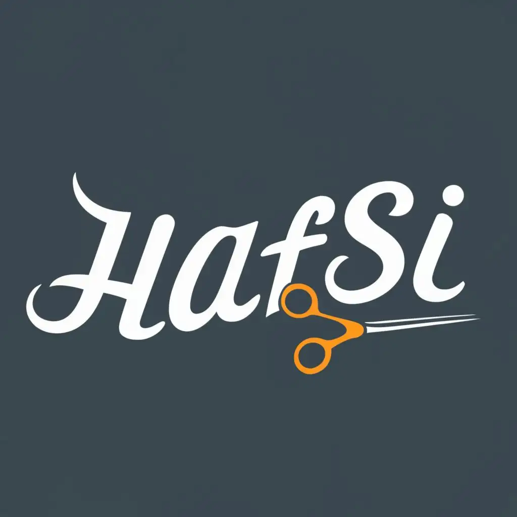 logo, barber shop 
haircut, with the text "HAFSI", typography