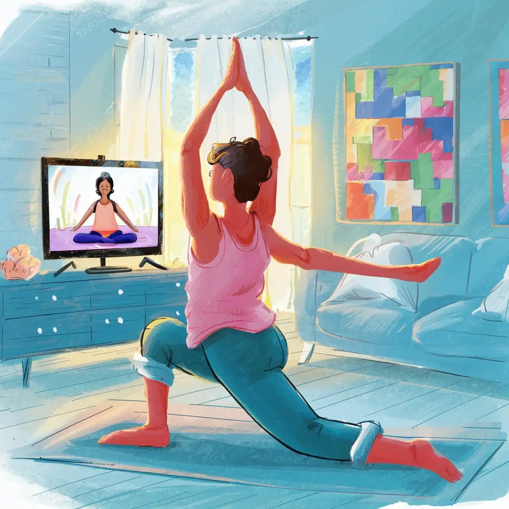 Family Yoga Session with TV Guide and Soothing Music