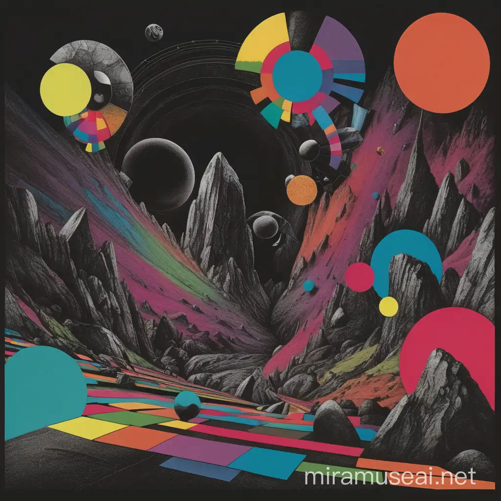 Mischief and Mystery Abstract Rock Album Art in Dark Multicolor Palette