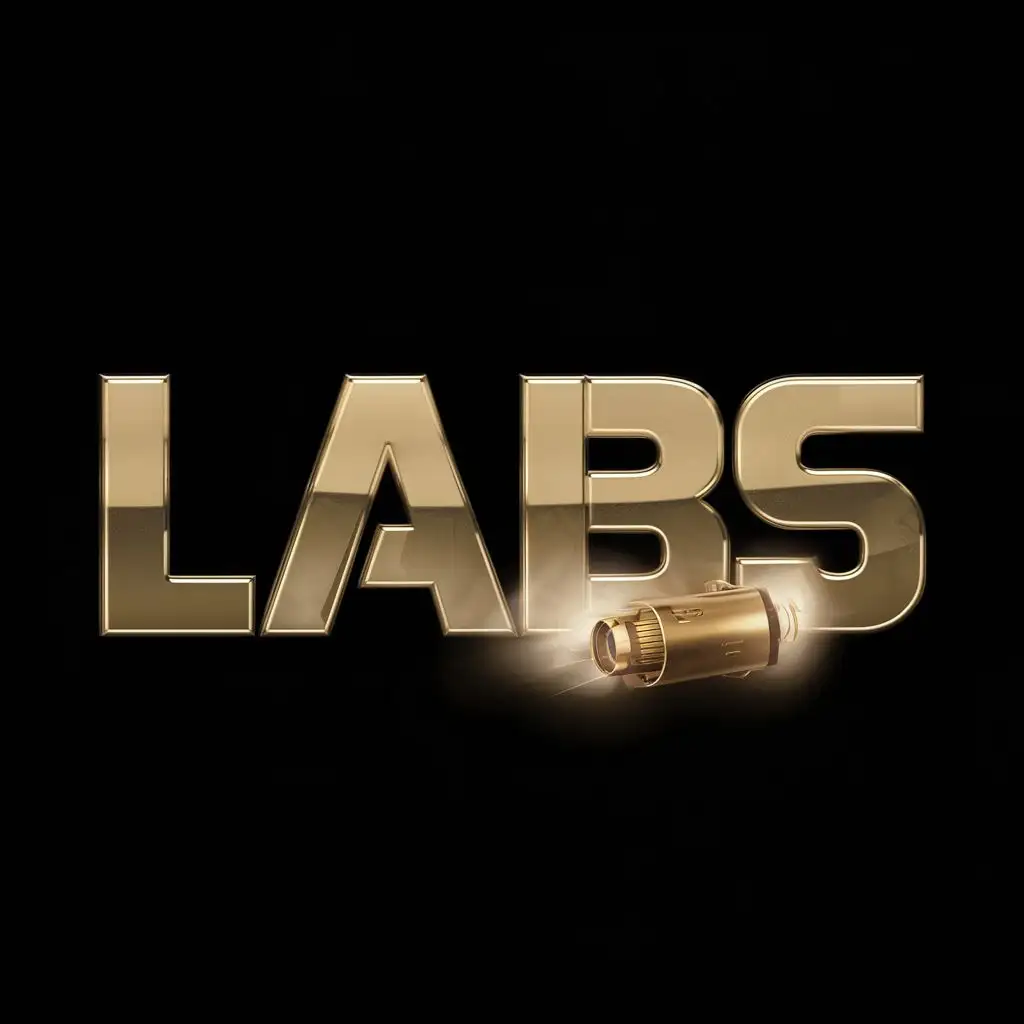 Golden Labs Word with Time Travel Technology on Black Background