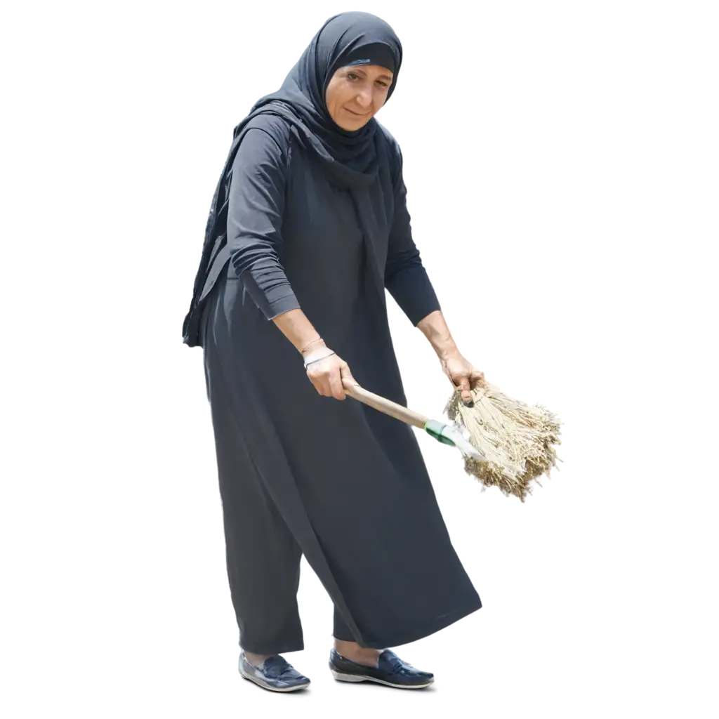Syrian old women cleaning the house