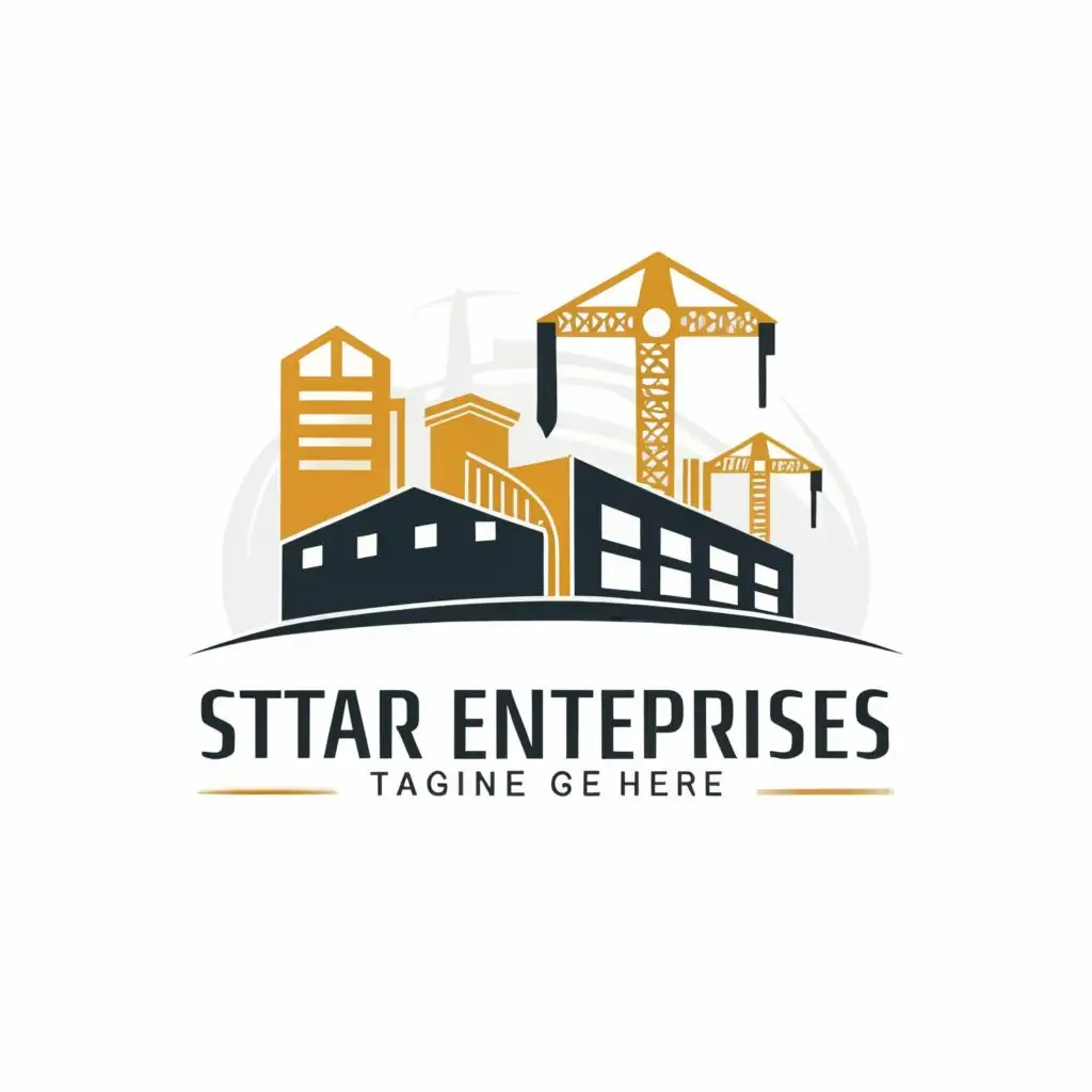 logo, modern factory, with the text "STAR enterprises", typography, be used in Construction industry
