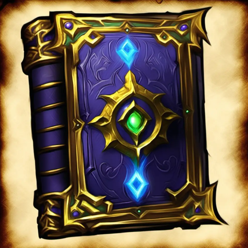 tome of ancient knowledge, world of warcraft tcg art style, enchanted tome
