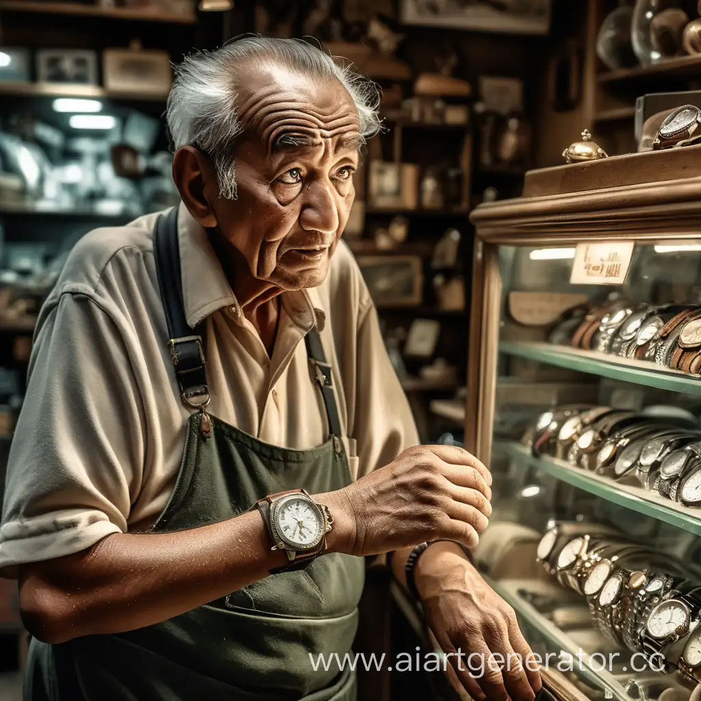 The shop owner, an elderly man with a twinkle in his eye, tells a tale of the watch.