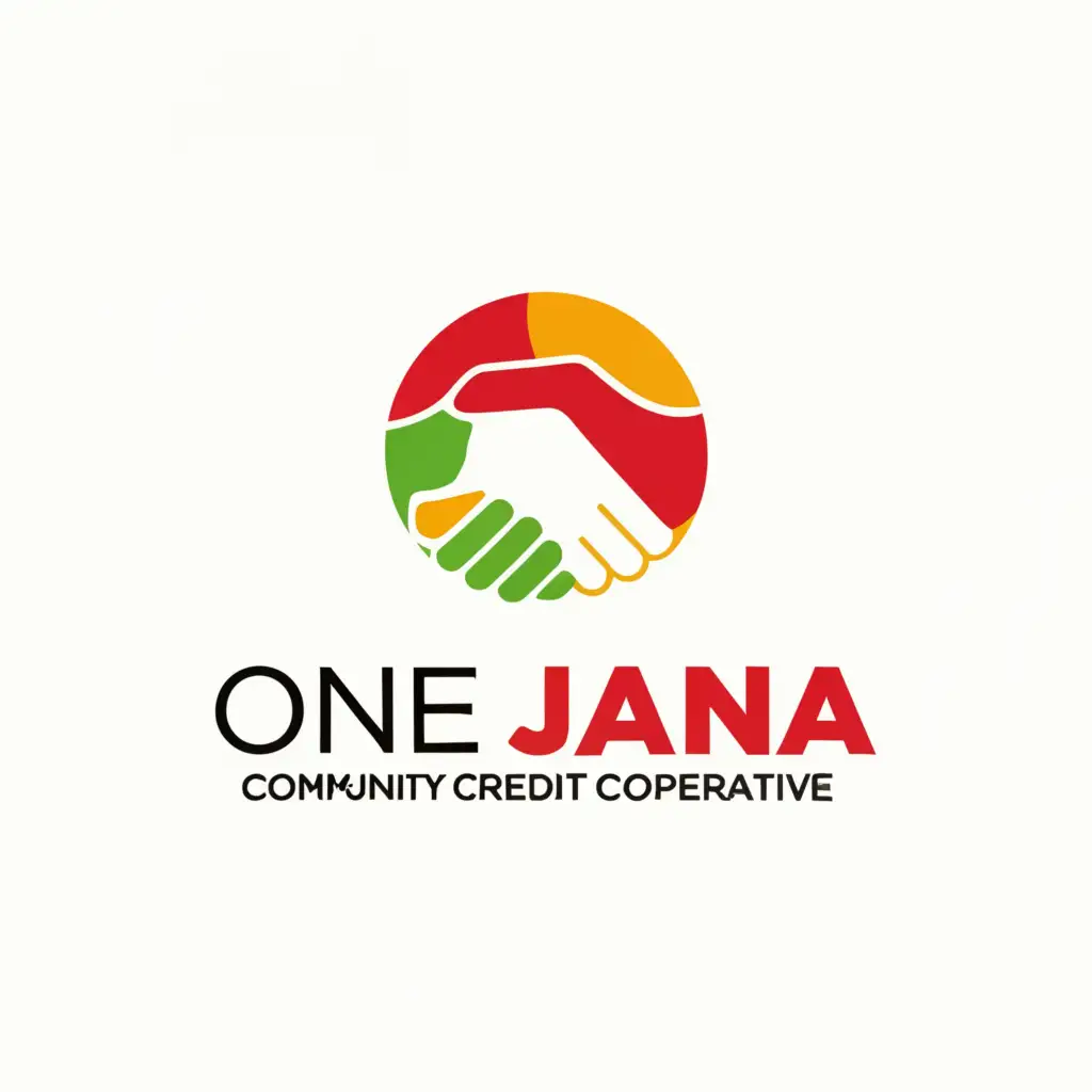 a logo design,with the text "One Jagna Community Credit Cooperative", main symbol:Shake Hands and heart,complex,be used in Nonprofit industry,clear background