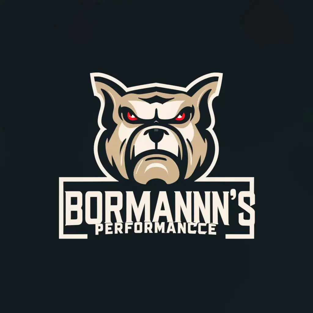 a logo design,with the text "Bormann's Performance", main symbol:Bulldog,Moderate,clear background